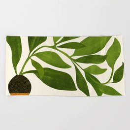 The Wanderer - House Plant Illustration Beach Towel