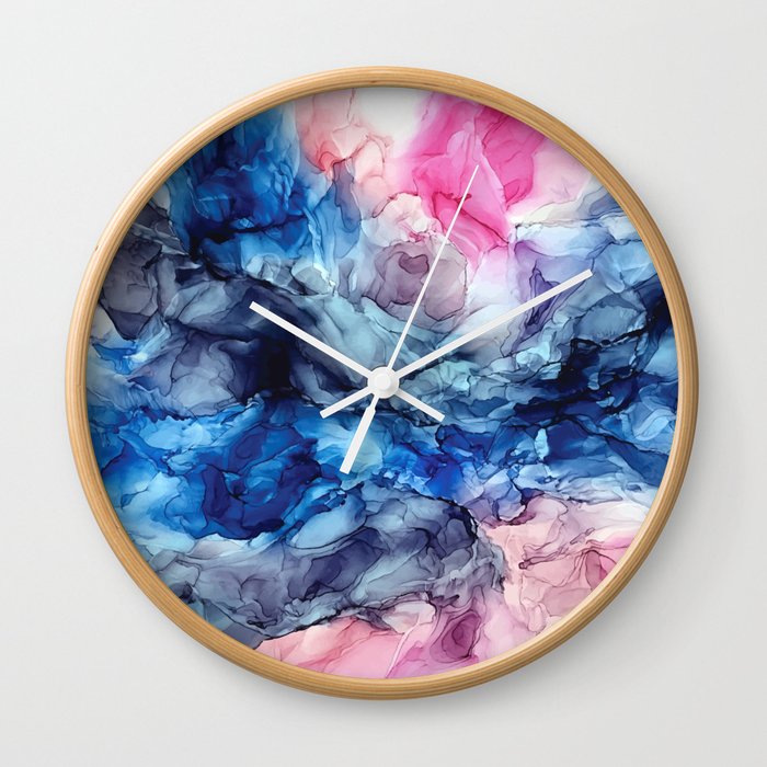 Soul Explosion Vibrant Abstract Fluid Art Painting Wall Clock By