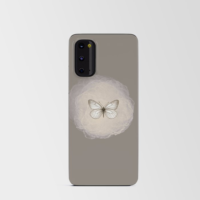 Hand-Drawn Butterfly and Brush Stroke on Pale Brown Android Card Case