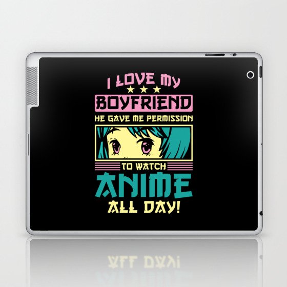 Anime boyfriend girlfriend watch anime all day Laptop & iPad Skin