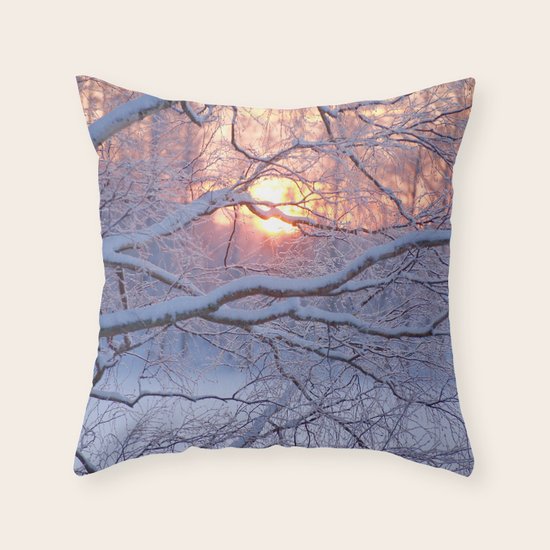 Winter Sunset Throw Pillow