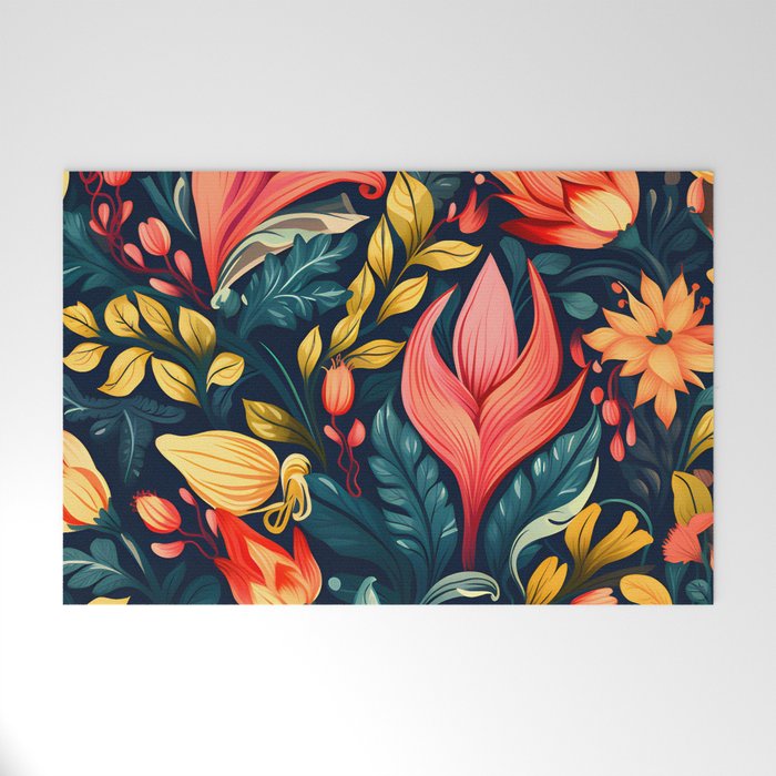 Exquisite Floral Interior Design - Embrace Nature's Beauty in Your Space Welcome Mat