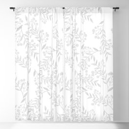 Black Gray Watercolor Hand Painted Foliage Berries Pattern Blackout Curtain