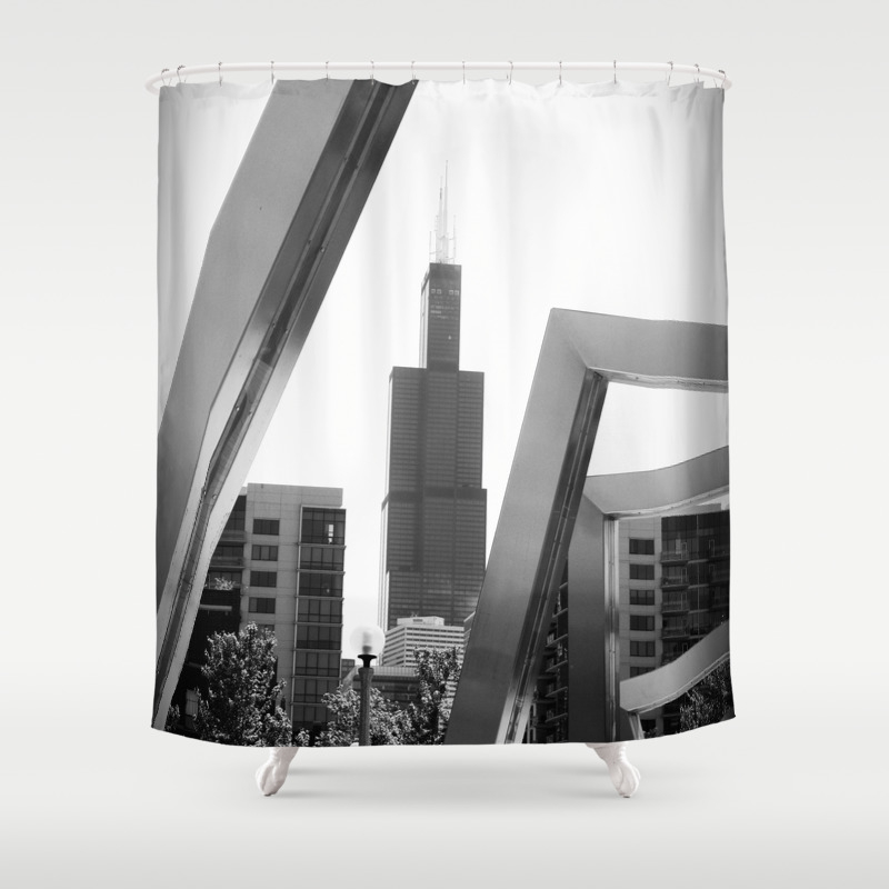 Sears Tower Sculpture Chicago Illinois Black And White Photo