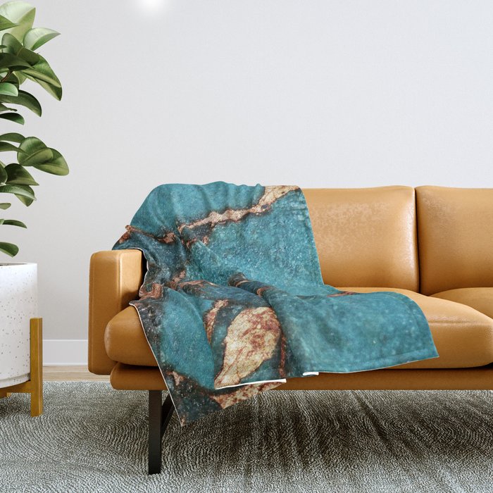 GEMSTONE & GOLD AQUA Throw Blanket by Monika Strigel Society6