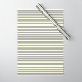 [ Thumbnail: Dark Grey & Light Yellow Colored Striped Pattern Wrapping Paper ]