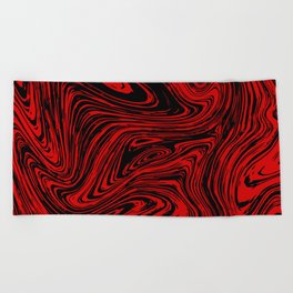 Red and black marble pattern Beach Towel