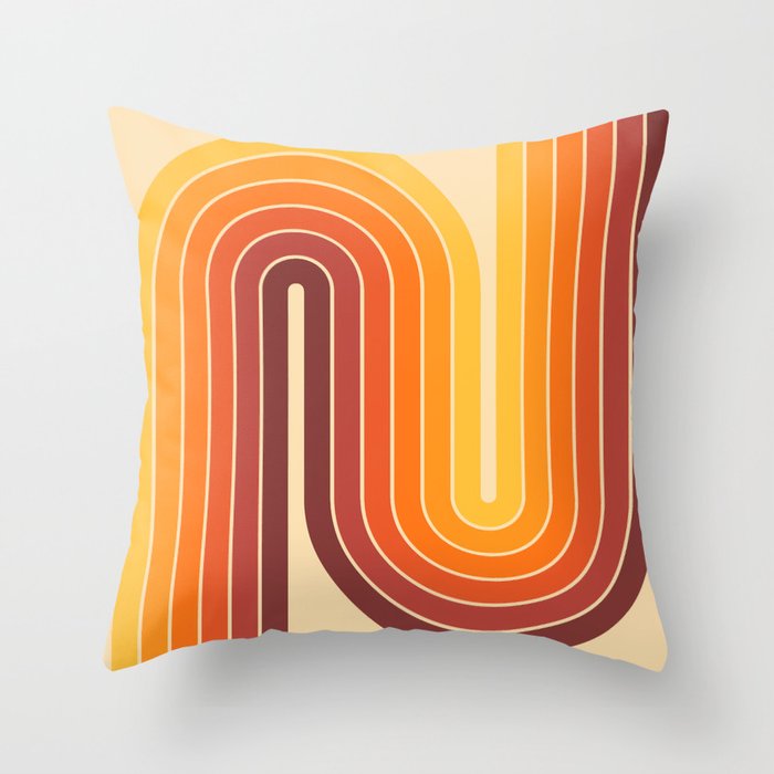 70s Retro Vintage Style Geometric Design 371 Autumn Throw Pillow