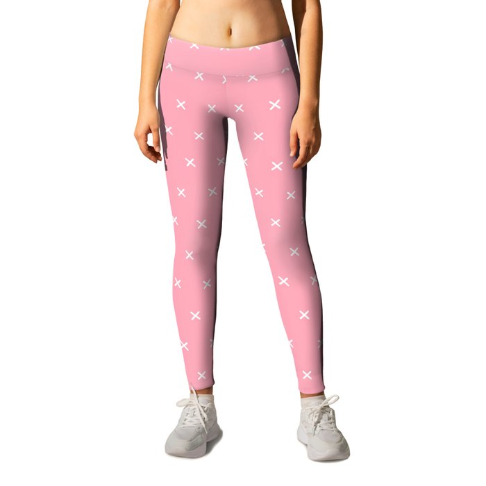 Pink and white cross sign pattern Leggings
