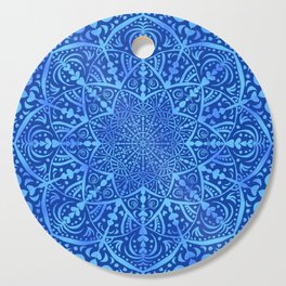 Decorative Hand Drawn Mandala in Blues  Cutting Board