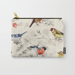 Vintage Seamless Texture Of Little Birds, Watercolor Painting Carry-All Pouch