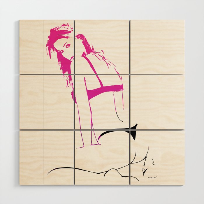 Naked woman, curvy female body, woman in bikini minimal artwork Wood Wall Art