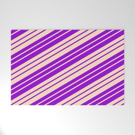 [ Thumbnail: Dark Violet and Bisque Colored Stripes/Lines Pattern Welcome Mat ]