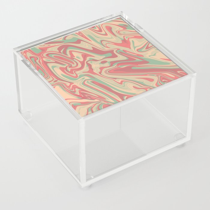Retro Pink And Green Liquid Marble Abstract Art Acrylic Box