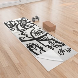 Black and White Graffiti Creatures of Love by Emmanuel Signorino  Yoga Towel