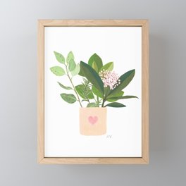 Heart pot bouquet in peach and green Framed Mini Art Print