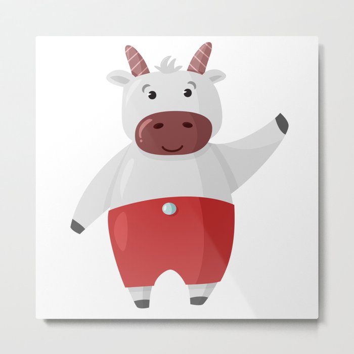 Cute cartoon bull-calf character Metal Print