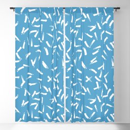 White brush strokes on a blue background Blackout Curtain