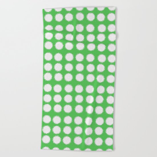 milk glass polka dots in light green Beach Towel