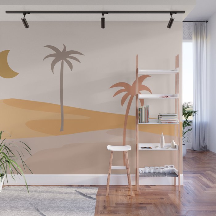 The Silence Of The Desert Oasis Minimalistic Landscape Graphic Wall Mural