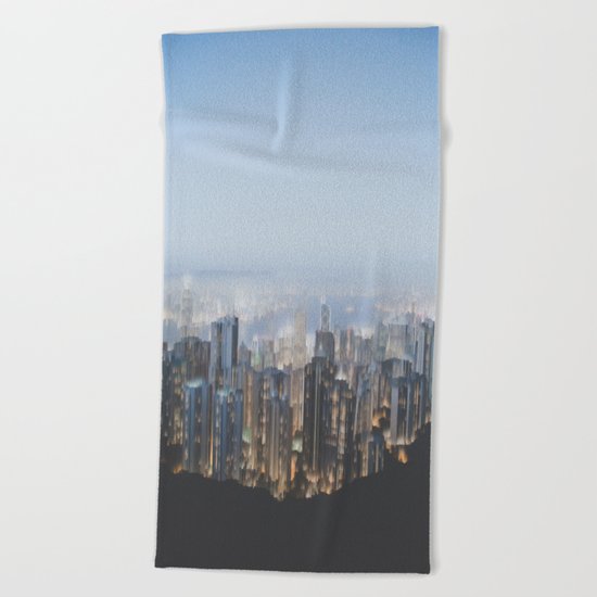 Hong Kong (Pixel Sorted) Beach Towel