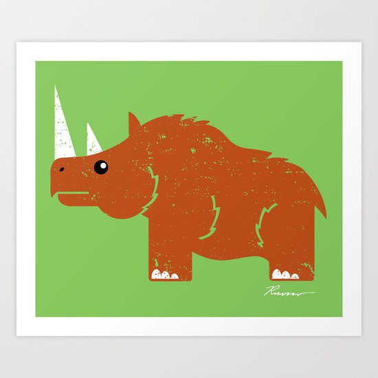 Woolly Rhino Art Print