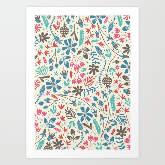 Retro Blooms Art Print
