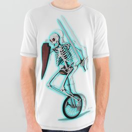 Unicycle Skeleton All Over Graphic Tee