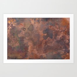 Tarnished, Stained and Scratched Copper Metal Texture Industrial Art Art Print
