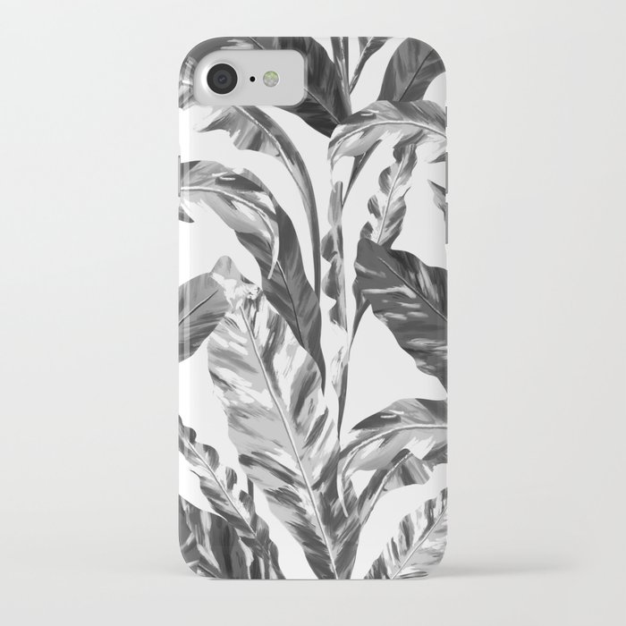 Tropical Leaves Black & White iPhone Case