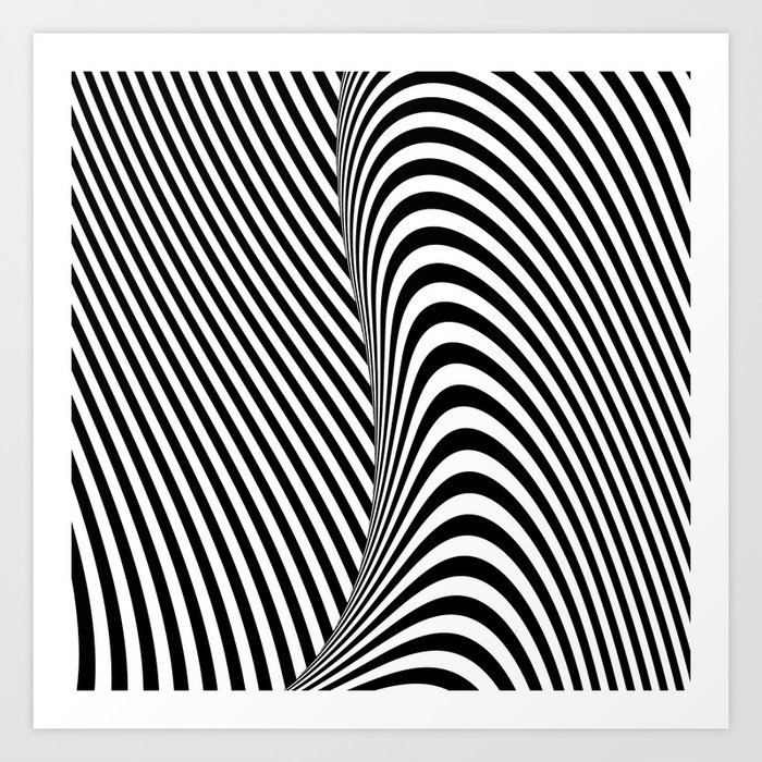 Black and White Pop Art Optical Illusion Lines Art Print