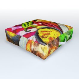 delicious pizza at the table Outdoor Floor Cushion