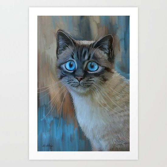 Looking for Love - sad kitty cat portrait Art Print