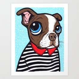 Brown Boston Terrier Dog Art Print