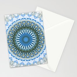 White,blue and green mandala Stationery Card