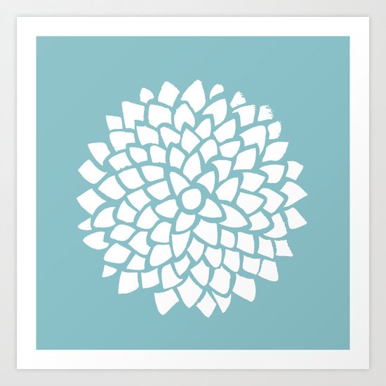 Teal Dahlia Art Print