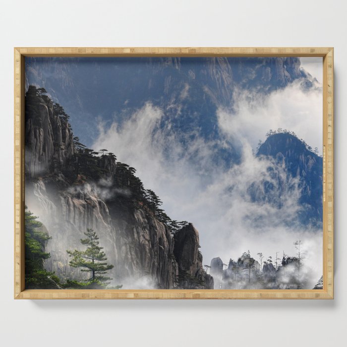 China Photography - Ginormous Mountains Reaching Over The Clouds Serving Tray