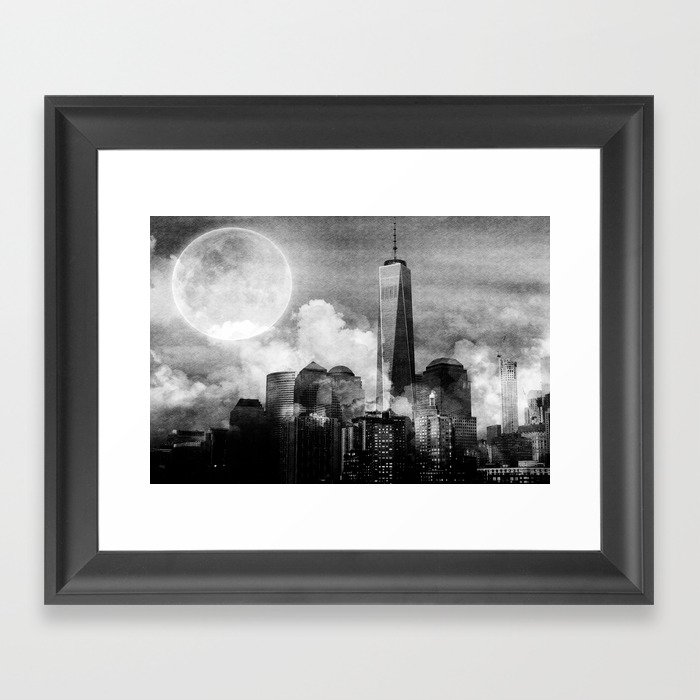 Moon & Skyline Framed Art Print