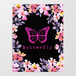 Pink butterfly Poster