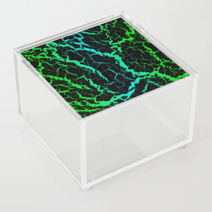 Cracked Space Lava - Green/Cyan Acrylic Box