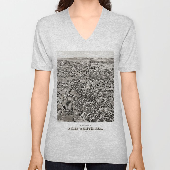 Perspective map of Fort Worth-1891 vintage pictorial map V Neck T Shirt