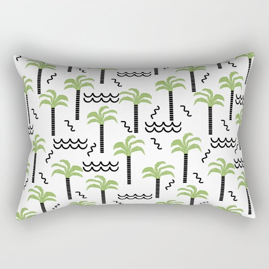 Palm trees tropical minimal ocean seaside socal beach life pattern Rectangular Pillow