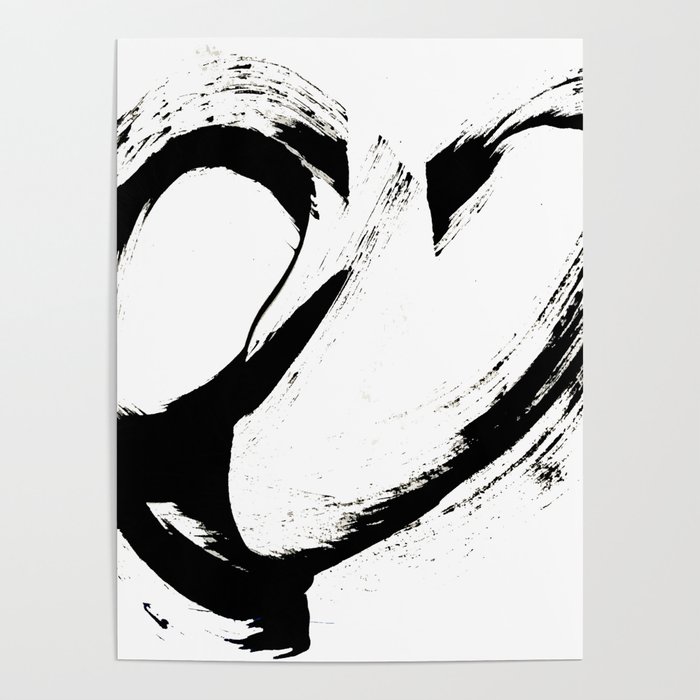 Brushstroke 6: a minimal, abstract, black and white piece Poster