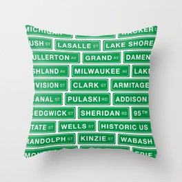 Famous Chicago Streets // Chicago Street Signs Throw Pillow