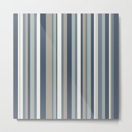 Vertical Stripes in Neutral Blue Gray Shades Metal Print