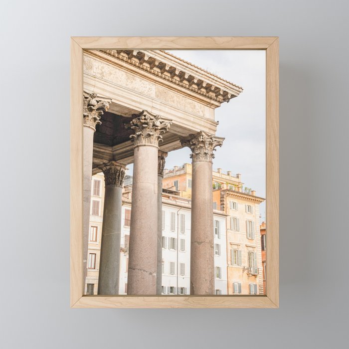 The Pantheon Building in Rome Photo | Old Roman Architecture Street Art Print | Pastel Color Travel Photography in Italy Framed Mini Art Print