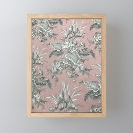 Pink and Floral Toile de Jouy Framed Mini Art Print