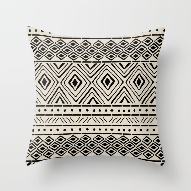 African Mud Cloth Bone Throw Pillow By Thinlinetextiles Society6