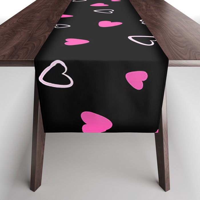 Pink Valentines Love Heart Collection Table Runner