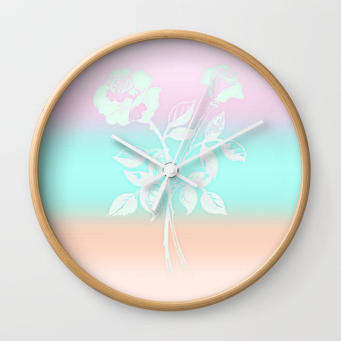 Pastel Roses Wall Clock